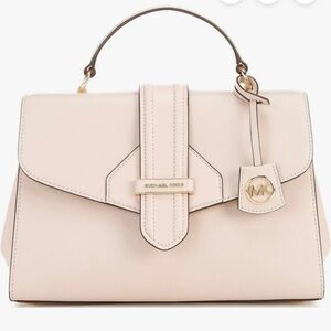 Michael Kors Blush Leather Top-Handle Satchel with Gold Hardware